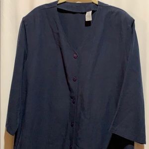 DARK NAVY BLUE TOP/W SHOULDER PADS::SZ XL RAYON